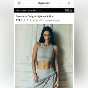 Alo Yoga Seamless Delight High Neck Bra in Grey